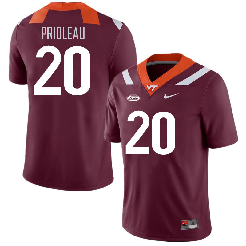 Men #20 P.J. Prioleau Virginia Tech Hokies College Football Jerseys Stitched Sale-Maroon - Click Image to Close